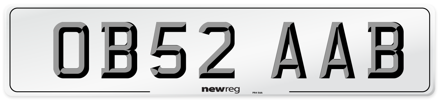 OB52 AAB Number Plate from New Reg